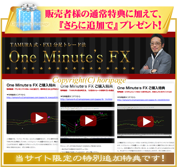 One Minute's FX　TAMURA式・FX１分足トレード法　ワンミニFXの特別追加特典
