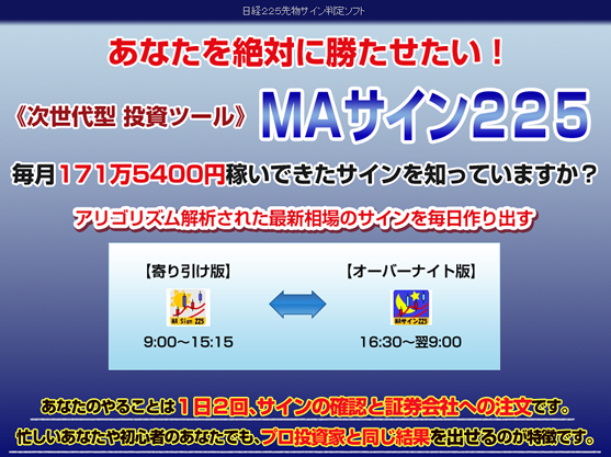 日経225サイン自動判定ソフト ＭＡサイン２２５